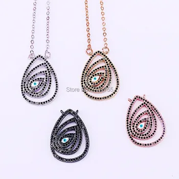 

8Pcs New Fashion micro pave cz drop shape eye pendant necklace New Style Women Jewelry N015