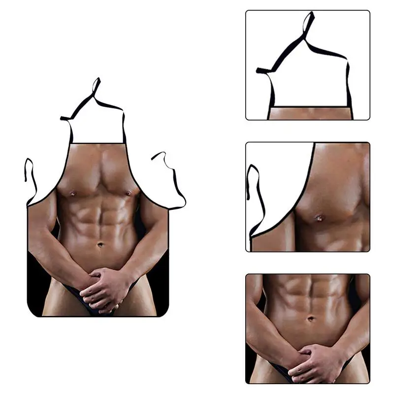 

Muscular Printing Apron Sexy Antifouling Breathable Fastness Funny Personality Hot Pot Kitchen Apron