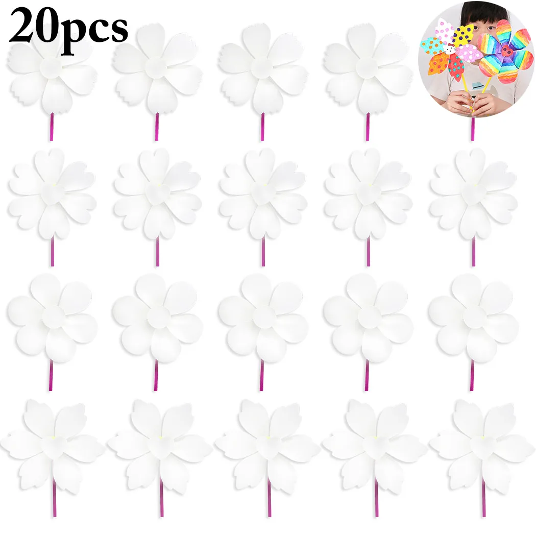 

20 Sets Kids Pinwheel Creative Educational Blank Wind Spinner Wind Mill for DIY