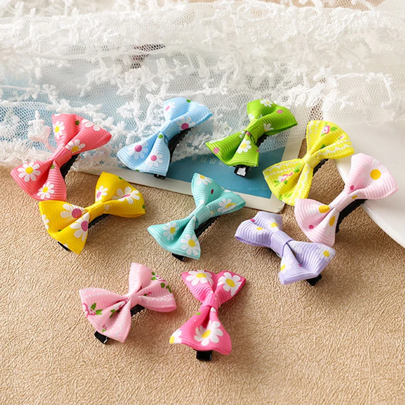 

1PC/4PCS Bowknot Hair Clops Fashion Bow Hair Accessories Candy Colors Girls Children Mini Sweet Solid Dot Floral Hair Clips