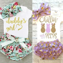 Топы для маленьких девочек с цветочным принтом США, комбинезон, штаны-пачки, юбка-пачка, Набор резинок для волос