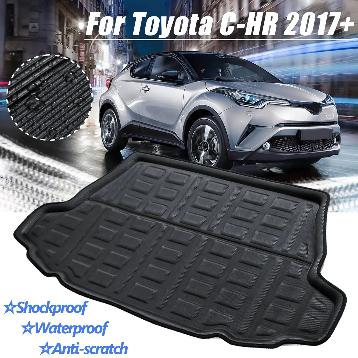 

Rear Trunk Cargo Boot Liner Tray Floor Mat Floor Sheet Carpet Mud Protector Waterproof For Toyota C-HR CHR 2017+ 2018 2019