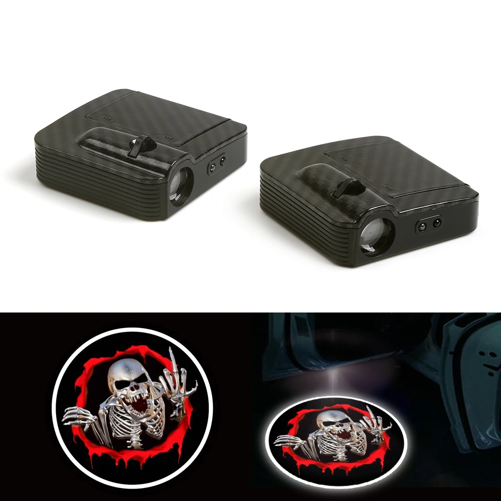

New Logo Light Ghost Shadow Projector Car Door Courtesy Laser Fit For Skull Cartoon LED 12V Pair