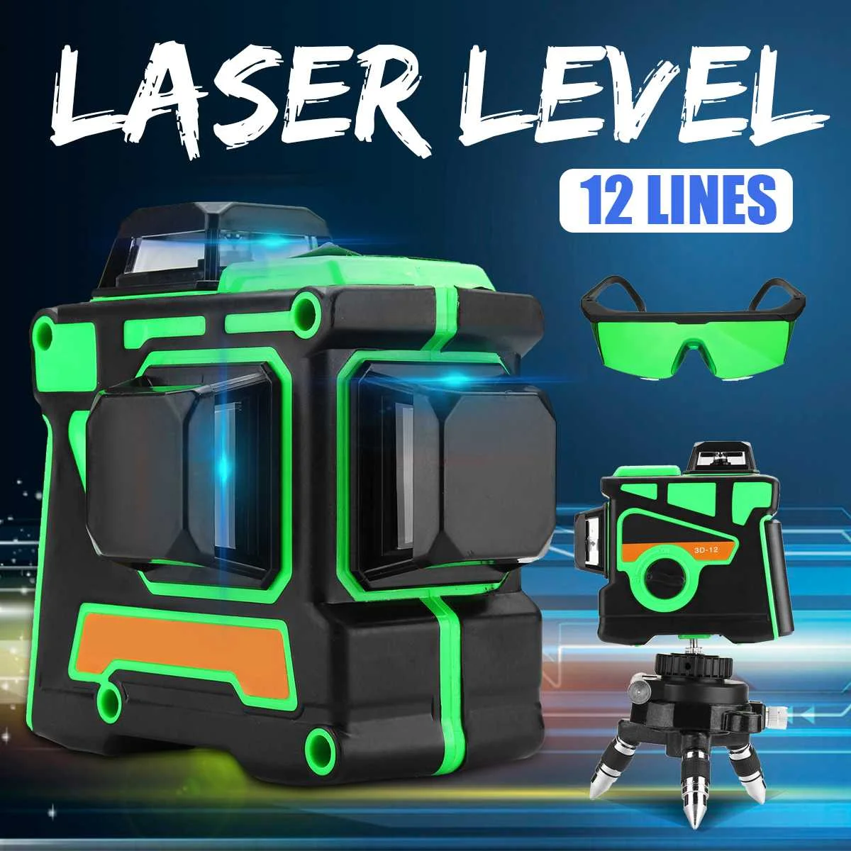 

12 Lines 3D Blue Laser Level Self-Leveling 360 Degre Horizontal And Vertical Cross Detector Measuring Tool With Tripod IP54 /Box