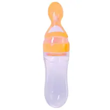 90g Blue Feeding White Green 90ml With Spoon Baby Rice Yellow Cereal Geometric Bottle Silicone Food Pink Squeeze Feeder