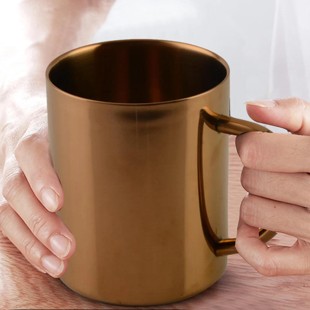 

Stainless Steel Cups Double-layer cup with Handle 400ml Pint Drinking Cups Metal Drinking Travel Tumbler for Kids and Adults