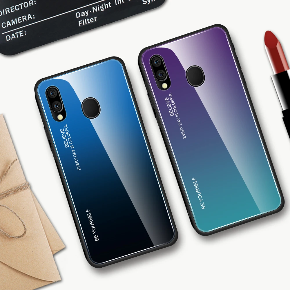 

Gradient Glass Case For Samsung Galaxy A70 A60 A40 A20E For Galaxy M30 M20 M10 A30 A50 A7 A9 2018 Colorful Tempered Glass Cover