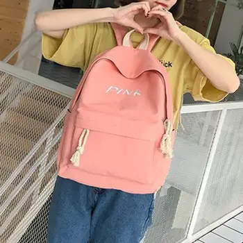 

Women Canvas Backpacks Candy Color School Bags Teenagers Girls Big Laptop Backpack Casual Double Zipper Travel Bag zk30