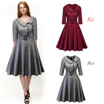 

XXL 1950s Vintage 50s Rockabilly Dresses Womens Summer Big Size grey red Pin Up Vestidos Party Casual Dress