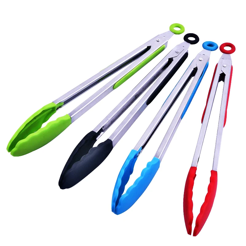 

12inch Cheap Stainless Steel BBQ Tongs hot sale Kitchen Accessories fruit clip bread meat clip BBQ clamp Kitchen Tools for cook