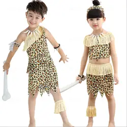 Костюм принцессы в индийском стиле для мальчиков и девочек, костюм дикаря, охотника на леса, маскарадный костюм с кисточками, Детский