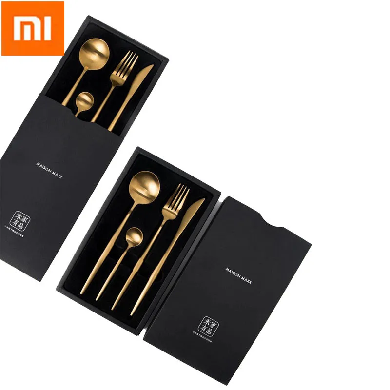 

4PCS Set Xiaomi Mi Home Polished Cutlery Stainless Steel Flatwaresets Black/Golden/Silver Dinnerware Sets