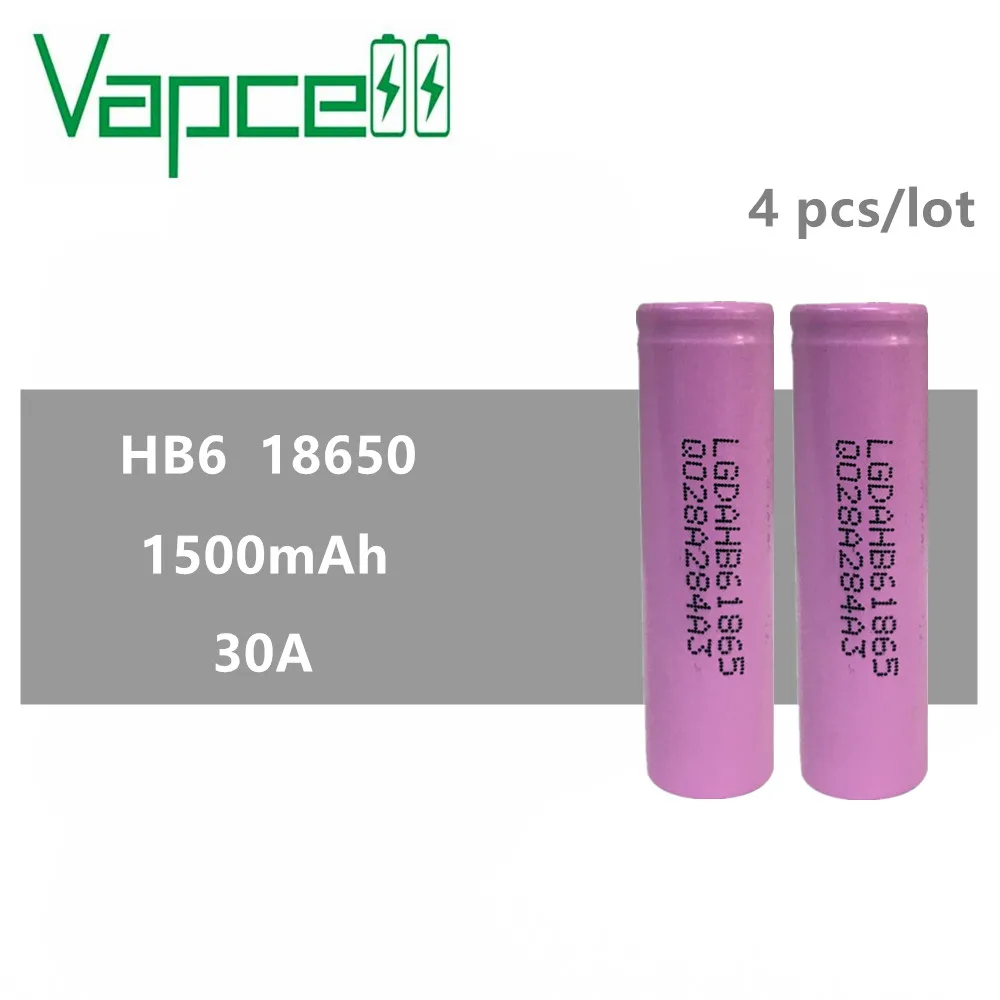 4 шт. 100% оригинал VAPCELL 18650 1500 мАч 30A литиевая аккумуляторная батарея HB6 фирменная