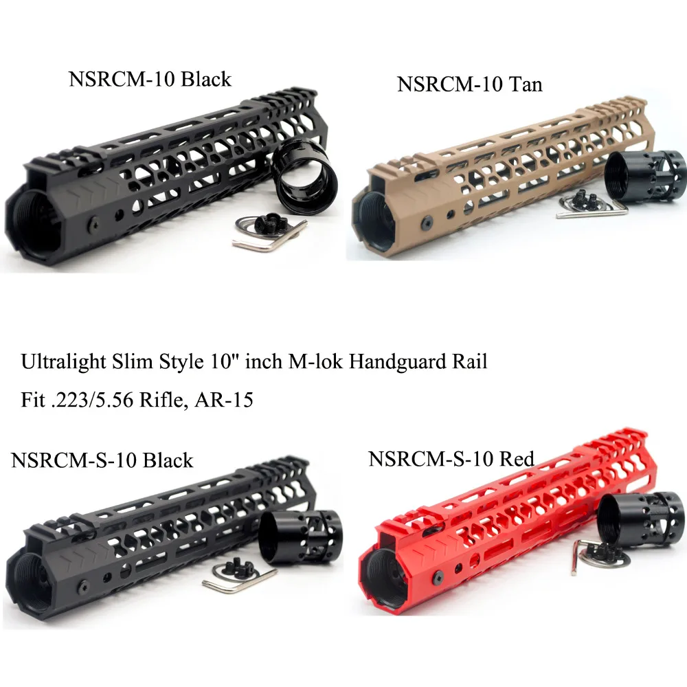 

Aplus 10'' inch M-lok Handguard Rail Ultralight Slim Picatinny Mount System Fit .223/5.56 AR-15_Black/Red/Tan Color