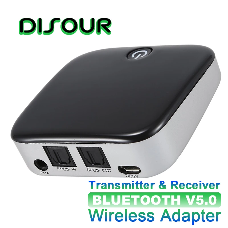 

DISOUR BTI029 2 IN 1 Bluetooth 5.0 Receiver Transmitter CSR8670 Wireless Audio Adapter SPDIF 3.5MM AUX Audio For TV Car ATPX HD