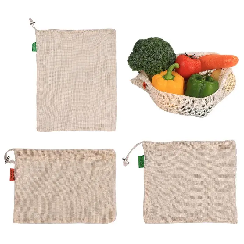 Reusable Cotton Vegetable Bags Home Kitchen Fruit And Vegetable Storage ...