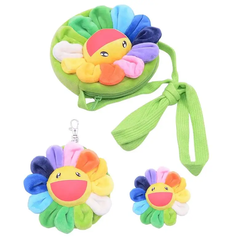 

Colorful Sunflower Crossbody Messenger Shoulder Bag Cartoon Cute Plush Pendant Card Coin Purse For Children Kid Girls Women Bags