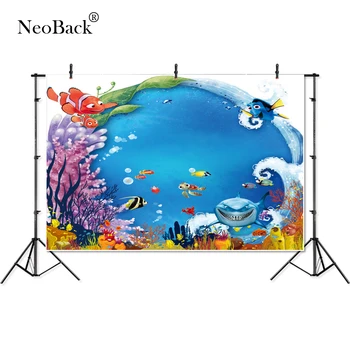 

Thin Vinyl shark under seabed fishes water grass children Photography studio Backgrounds professional indoor Photo Backdrops