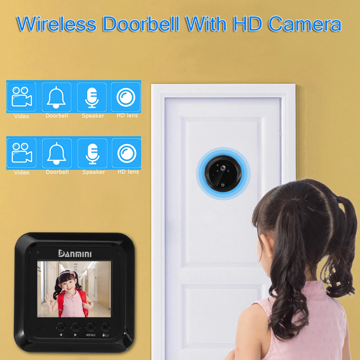 

Video Camera PIR Night Vision Wireless Doorbell Intercom Security Door Bell Home HD Screen Message Leaving Automatic Wide