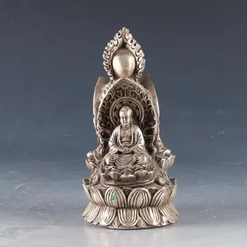 

Chinese Silver Copper Hand Carved Buddha Statue W Ming Dynasty Xuande Mark