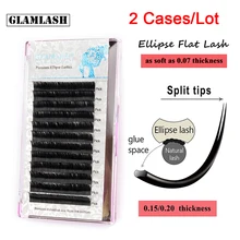 GLAMLASH 2 шт./партия, эллипс, плоские отдельные раздельные кончики для наращивания ресниц, натуральные мягкие ресницы, матовые накладные ресницы из норки, наращивание ресниц