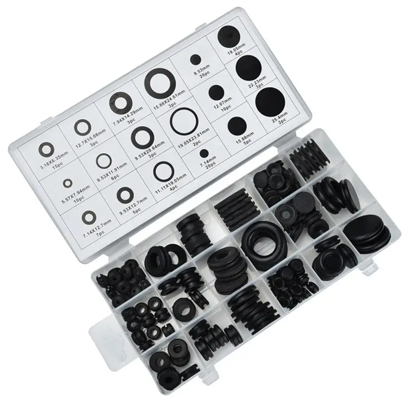 

125 Piece Sealing Grommet Rubber O Ring Assortment Set Plumbing Gasket Seal Kit Wire Ring Electrical Gasket Tools Washers Seals
