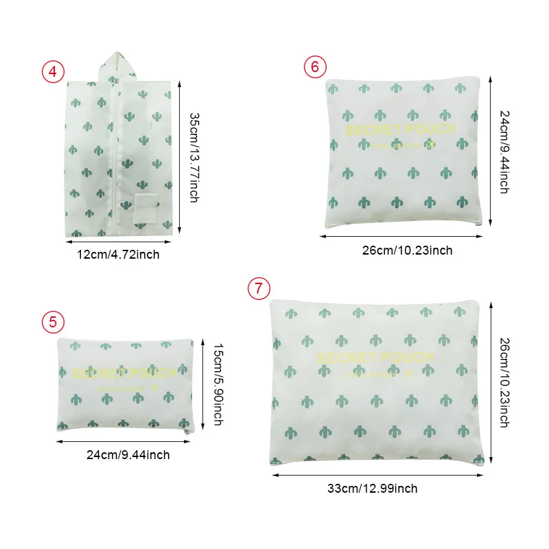 7 قطعة/المجموعة ملابس حريمي الملابس الداخلية حقيبة التخزين السفر التجميل ماكياج حذاء الحقيبة الأمتعة سستة منظم الاكسسوارات الإمدادات