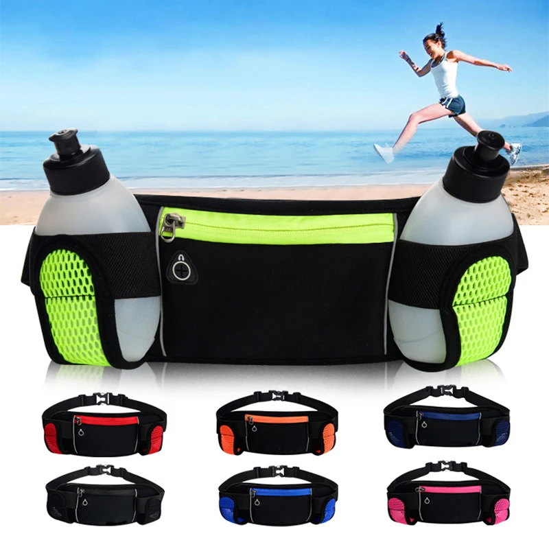 Outdoor Running Sport Waist Bag With Two Water Bottles Waist Belt Band