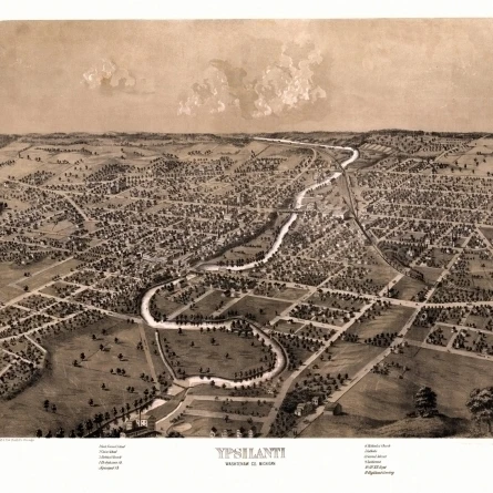 Античная Карта Ypsilanti Мичиган 1868 Washtenaw графство плакат печать (24x36)|Таблички и