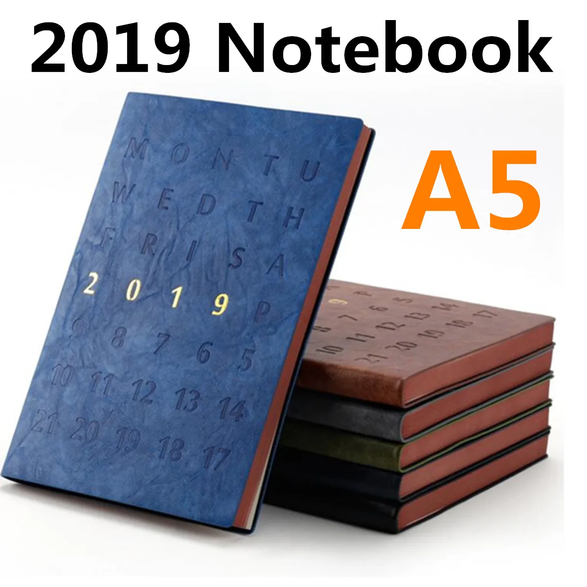 

2019 A5 Note book Planner Organizer for Daily Monthly Planner A5 Leather Notebook Thicken School Planner Notepad Brown Paper