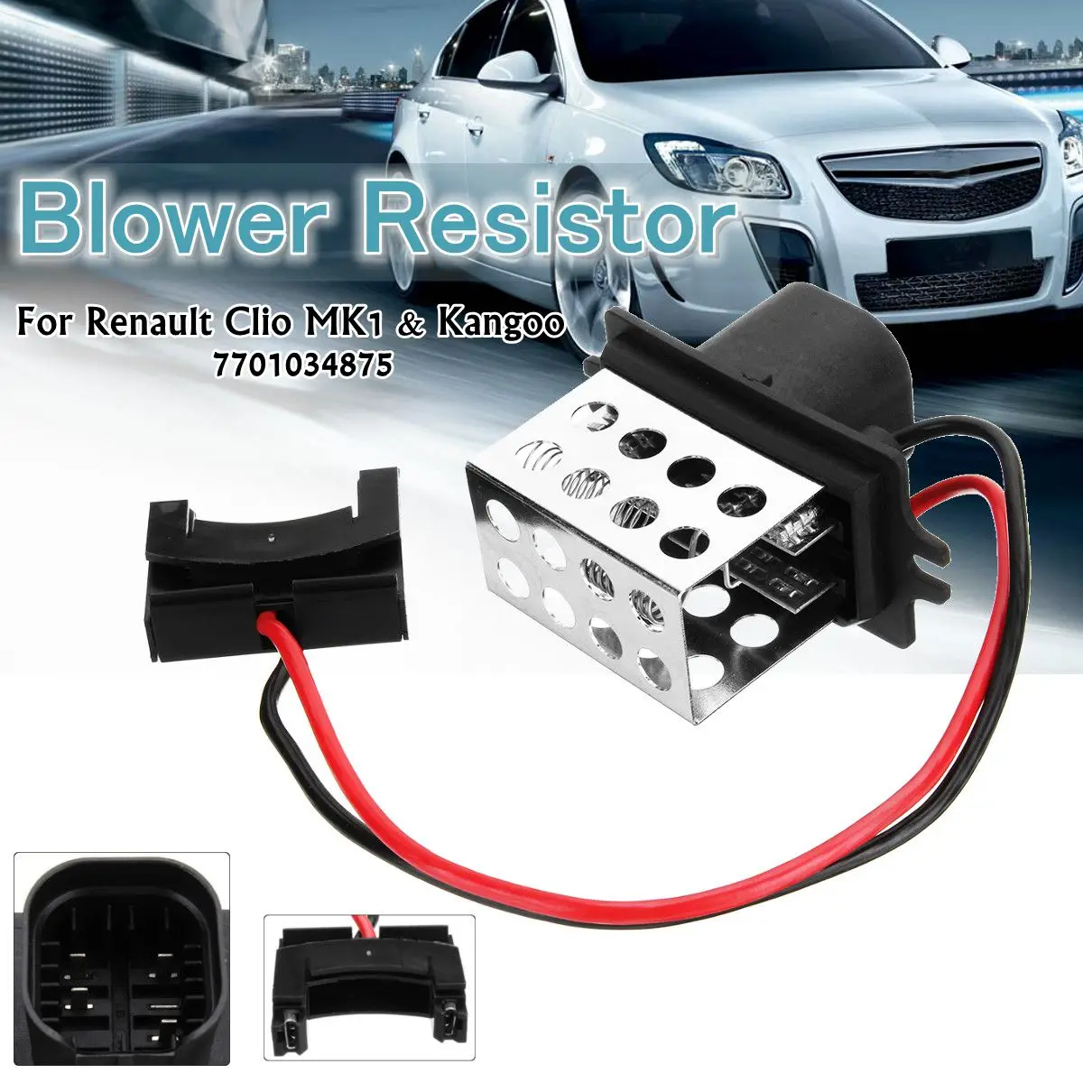 

5Pins Car Blower Fan Motor Heater Resistor 7701034875 27100-00QAC for Renault Clio MK1 & Kangoo