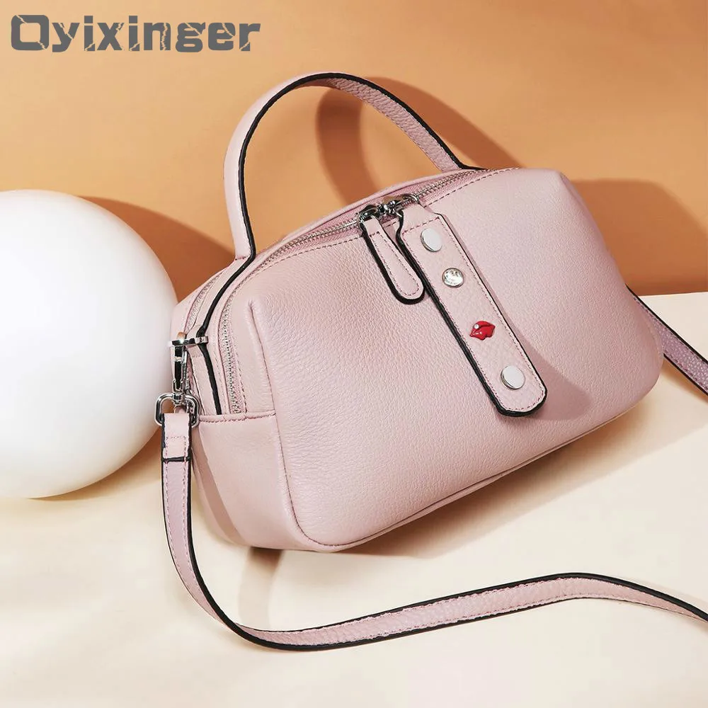 

Oyixinger New Shoulder Bag Women Designer Handbag Female Pillow Bag Double Zipper Tote Soft Genuine Leather Small Crossbody Bags