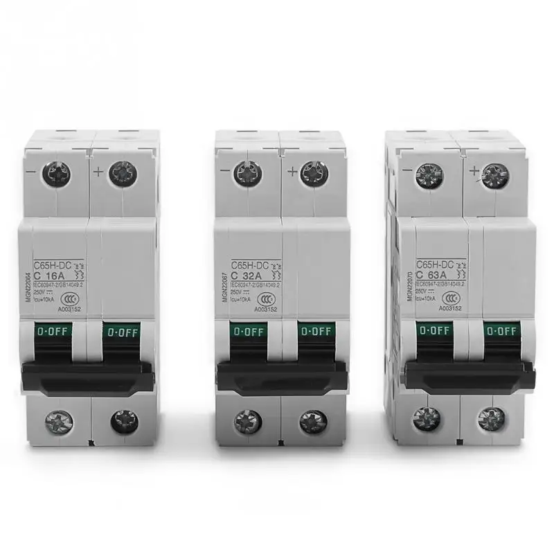 

Hot 250V C65H-DC 2P Circuit Breaker Low-voltage Miniature Air Circuit Breakers Solar Energy Switch 16A 32A 63A Circuit 2019 new
