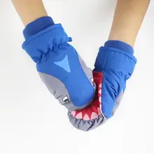 Детские перчатки для катания на лыжах с мультяшными акулами водонепроницаемые милые перчатки зимние теплые водонепроницаемые дышащие для катания на лыжах сноуборде