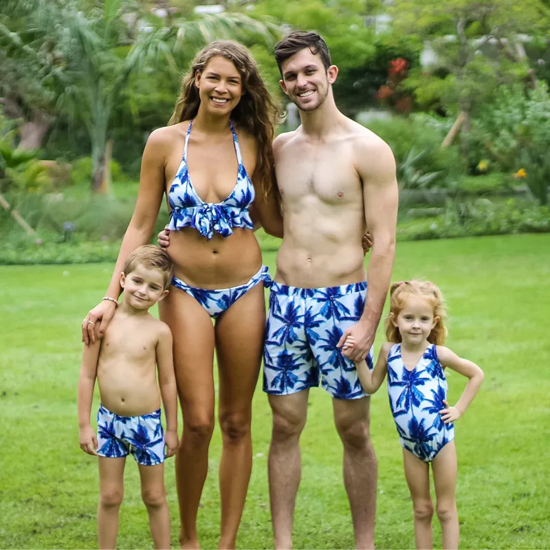 Hot Mother And Daughter Family Matching Swimwear Print Bikinis Sets