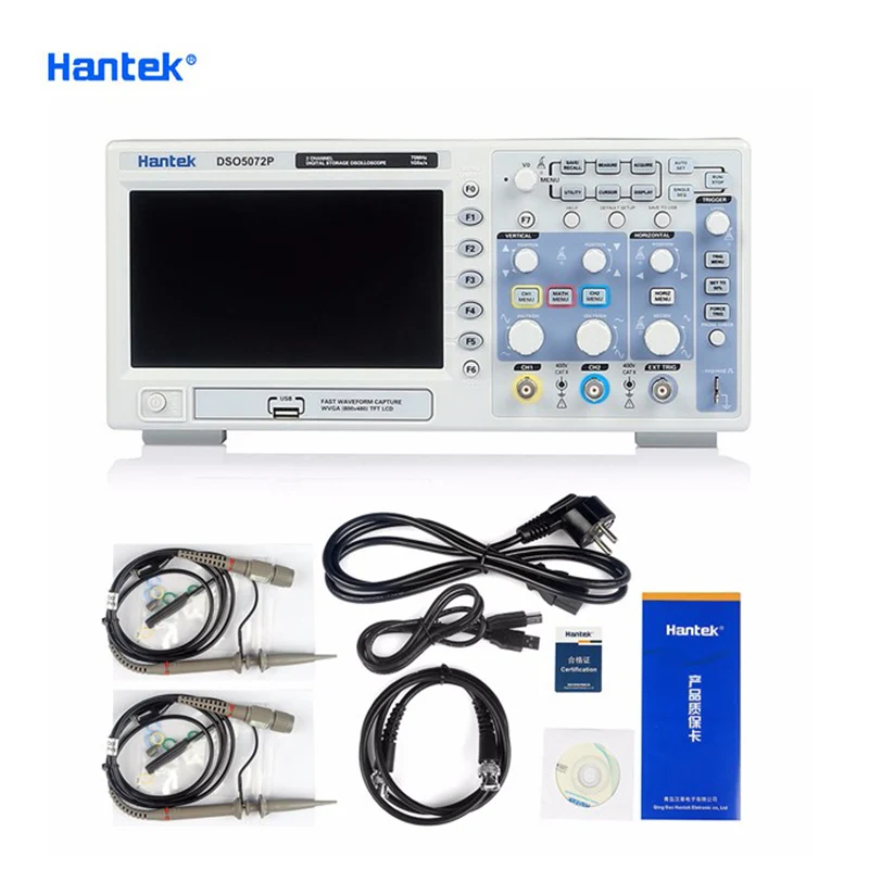 Цифровой осциллограф Hantek DSO5072P 70 МГц 2 канала 1 Гвыб/с 7 дюймовый TFT ЖК