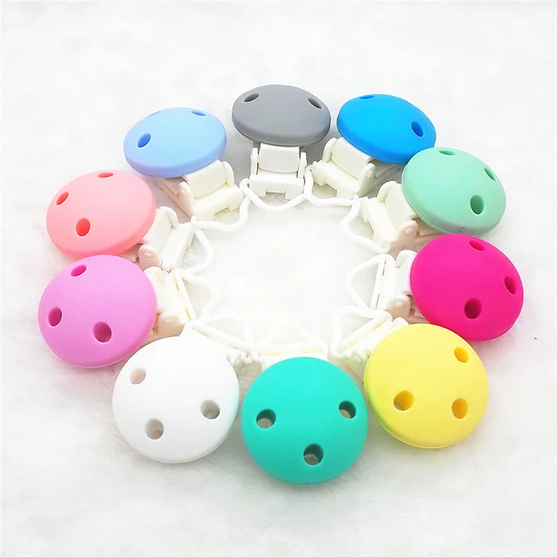 

Chenkai 50pcs Silicone Round Clips DIY Baby Teether Pacifier Dummy Montessori Sensory Jewelry Holder Chain Toy Clips BPA Free