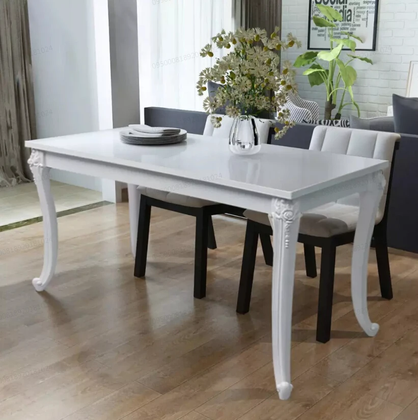 vidaXL 120x70x76 cm Luxury Dining Table High Gloss Kitchen Tables White Kitchen Furniture Table for Home Decoration Furniture vidaXL 120x70x76 cm Luxury Dining Table High Gloss Kitchen Tables White Kitchen Furniture Table for Home Decoration Furniture