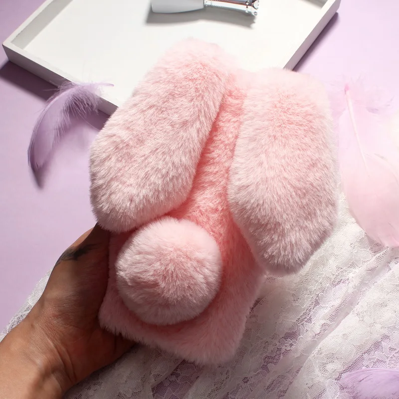 

Furry Rabbit Case For Samsung Galaxy M10 Case 6.22" Cute Plush Bunny Soft TPU Back Cover For Samsung M10 Case Long Ears Funda