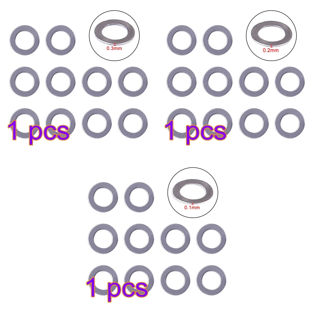 

MODIKER 30Pcs Kit 0.3/0.2/0.1mm Gear Gasket for Water Gel Beads Gearbox Modification - Silver