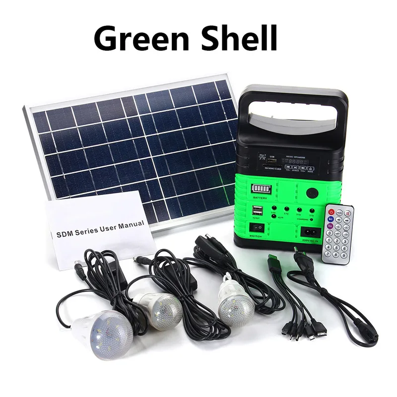 Portable Solar Generator Outdoor Power Mini DC6W Solar Panel 6V-9Ah Lead-acid Battery Charging LED 