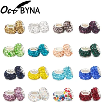 

Otcbyna Clay Multi Colors DIY Resin Rhinestones Beads Fits Pandora Charms Bracelets&Necklaces Fashion Beads jewelry making