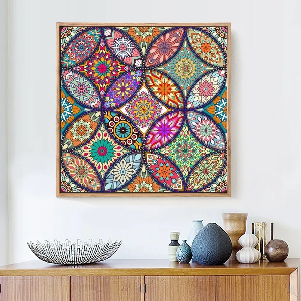 Huacan Алмазная картина Мандала полная квадратная Геометрическая картина Стразы Алмазная мозаика абстрактная Алмазная Вышивка Бисер