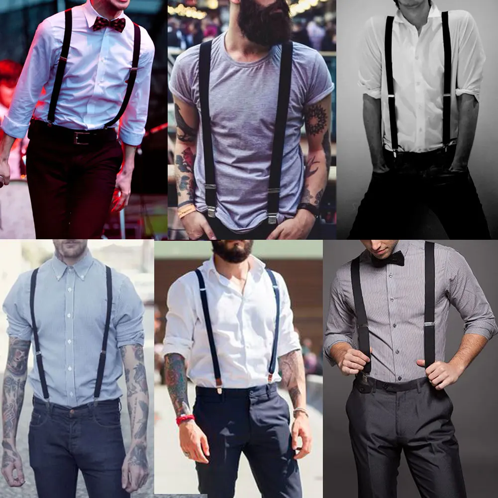 Colorful Adjustable Suspender Brace Belt for Men and Women, Clip-on Unisex Pants Braces with Fully Elastic Y-back Straps image 4