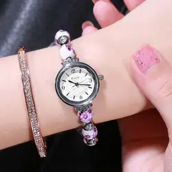KIMIO Ретро действительно Китайский Керамика часы синий и белый фарфор благоприятный узор браслеты для женщин часы Элитный бренд
