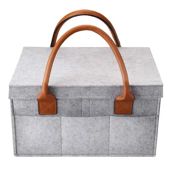 

Hot Sale Car Caddy Organiser, Baby Diaper Caddy, Nappy Organiser Grey Basket Stroller Organizer Diaper Storage Bin For Car