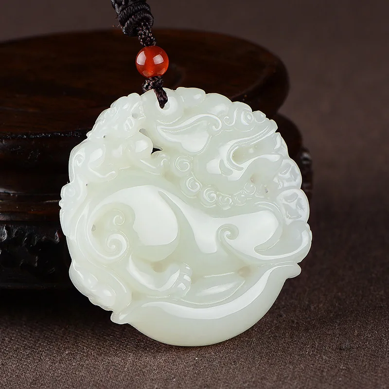 

2019 Druzy Popsocket Buda Factory Direct Sale Natural Authentic Xinjiang Hetian Carved Double The Mythical Wild Animal Pendant