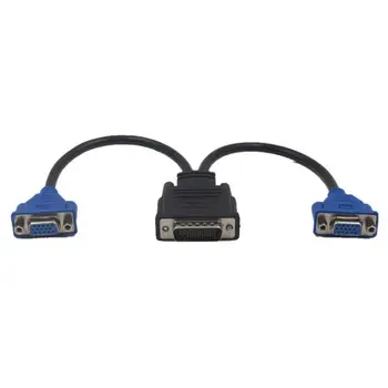 

100pcs DMS-59 Pin 5.9mm Male to 2 VGA 15 Pin Female Splitter Adapter Cable Dual Monitor System 59 for computer video cards