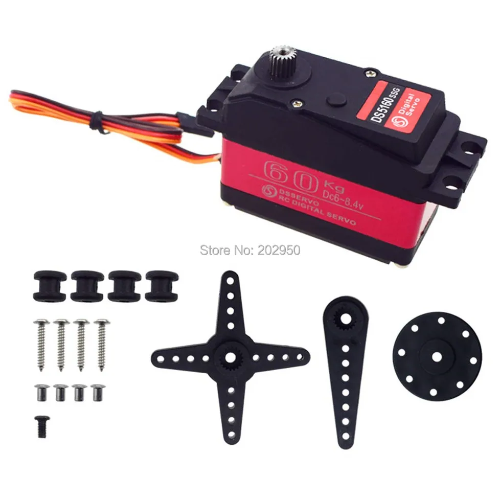 

1piece DS5160 SSG 60kg 8.4v High Voltage Waterproof Digital Servo For 1:5 RC Car SAVOX-0236 LOSI XL 5T Robot Arm 180 270 Servo