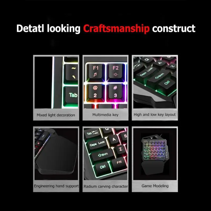 DC 5V K13 USB Wired Single Hand Gaming Keyboard Mix-color Backlit 35 Keys Keypad for PC Computer Desktop